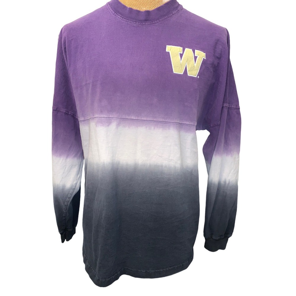 UW Adult Ombre‎ Long Sleeve Tye Dyed Spirit Jersey Purple Large